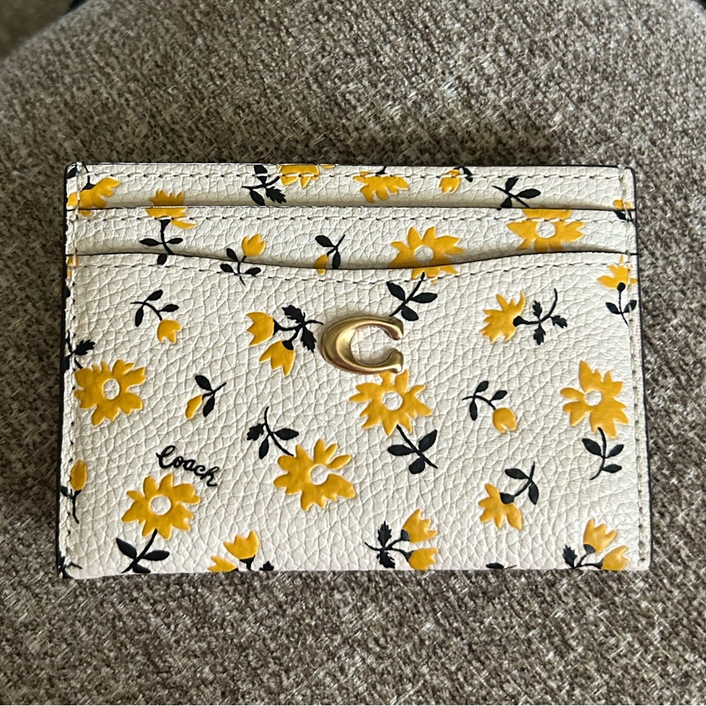 Coach White and Yellow Floral Card Holder